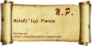 Mihályi Panna névjegykártya